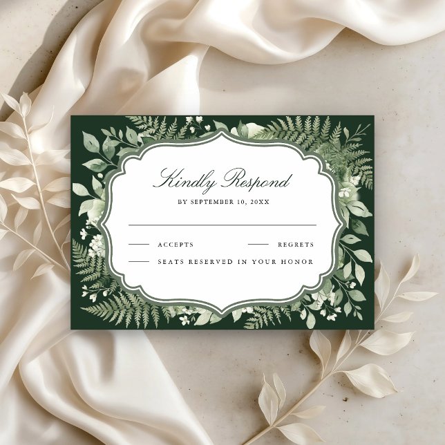 Watercolor Enchanted Forest Wedding RSVP Card (Creator Uploaded)