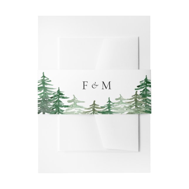 Watercolor Enchanted Forest Woodland Wedding Invitation Belly Band (Front Example)