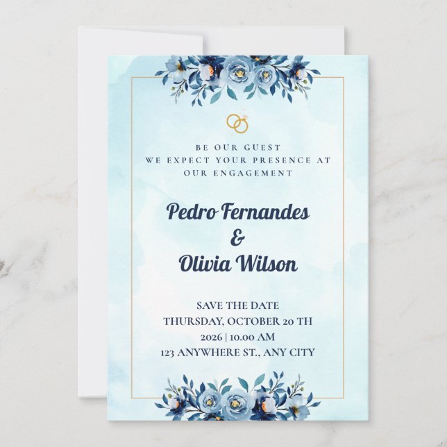 Watercolor Engagement Invitation Card (Front)