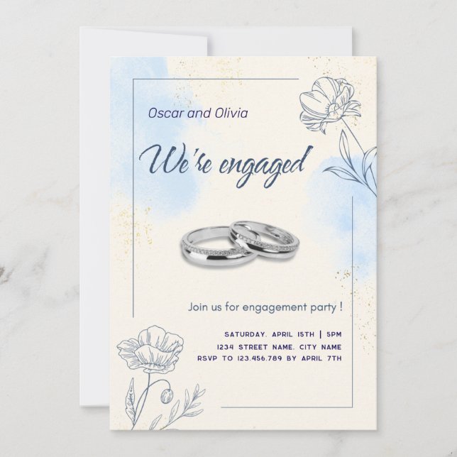 watercolor engagement party invitations (Front)