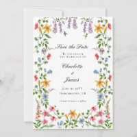 Watercolor English Garden floral Save the Date
