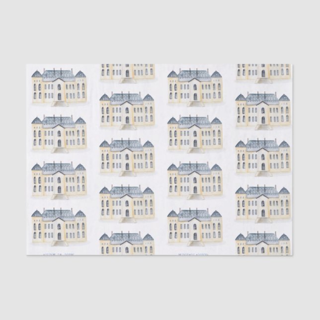 Watercolor English Manor Estate Wedding Tissue Paper (Front)