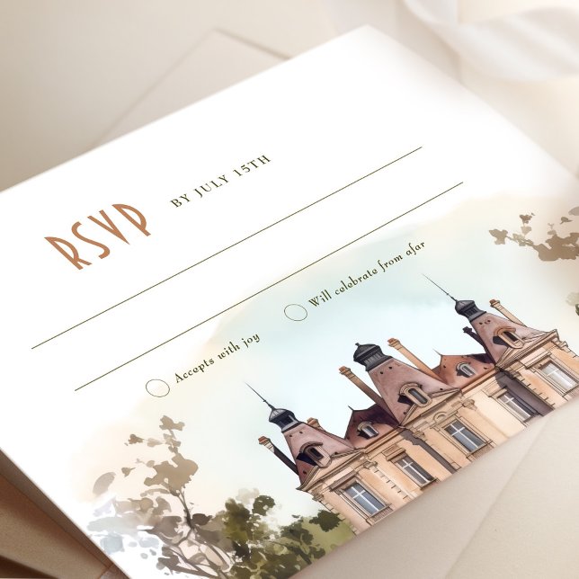 Watercolor English Manor RSVP/Reply Card (Creator Uploaded)