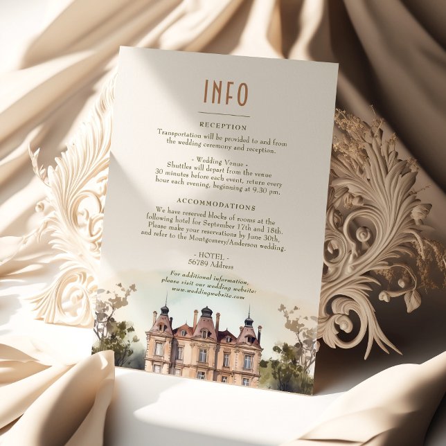 Watercolor English Manor Wedding Info/Details Card (Creator Uploaded)