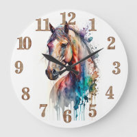 Watercolor Equestrian Horse Head Clock