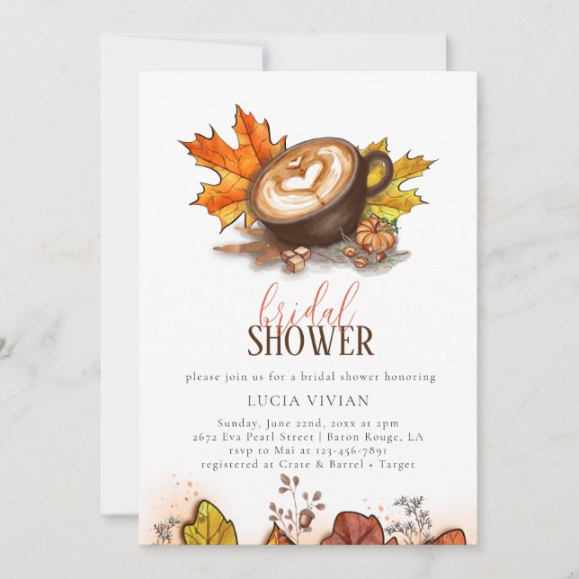 Watercolor Espresso Love Is Brewing Bridal Shower Invitation (Front)