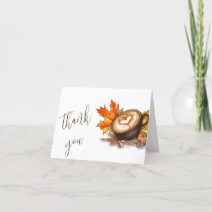 Watercolor Espresso Love Is Brewing Bridal Shower Thank You Card