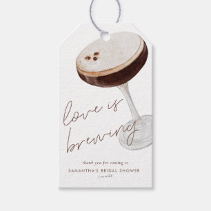 Watercolor Espresso Martini Bridal Shower Favour Gift Tags