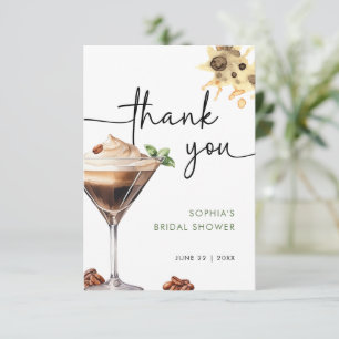 Watercolor Espresso Martini Bridal Shower Thank You Card