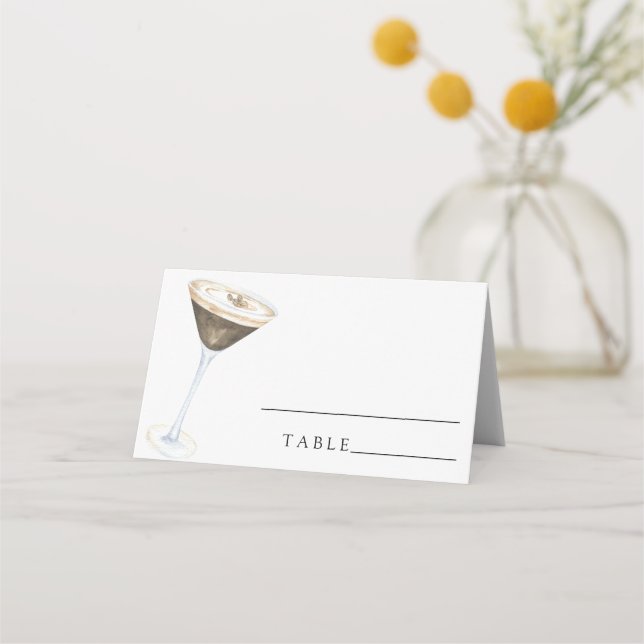 Watercolor espresso martini - wedding place cards (Front)