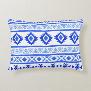 Watercolor ethnic Aztec, geometric pattern. Decorative Cushion