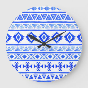 Watercolor ethnic Aztec, geometric pattern. Large Clock