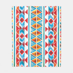 Watercolor ethnic geometric pattern. fleece blanket