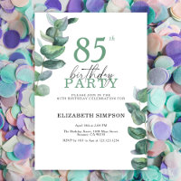 Watercolor eucalyptus 85th Birthday Invitation