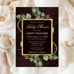 Watercolor Eucalyptus and Greenery Baby Shower Invitation