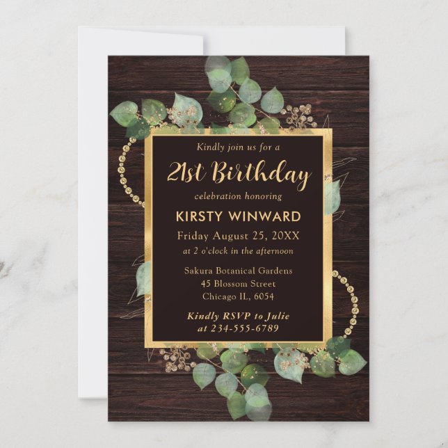 Watercolor Eucalyptus and Greenery Birthday Invitation (Front)