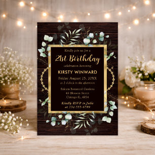 Watercolor Eucalyptus and Greenery Birthday Invitation