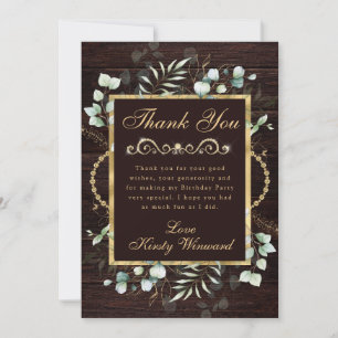 Watercolor Eucalyptus and Greenery Birthday Thank You Card