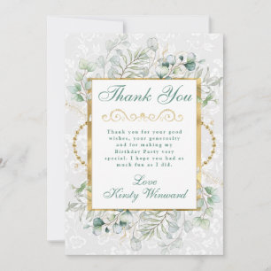 Watercolor Eucalyptus and Greenery Birthday Thank You Card
