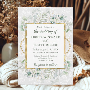 Watercolor Eucalyptus and Greenery Wedding Invitation