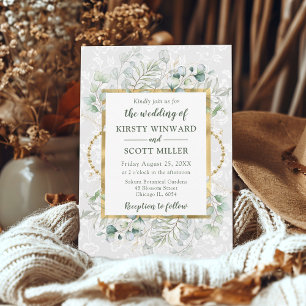 Watercolor Eucalyptus and Greenery Wedding Invitation