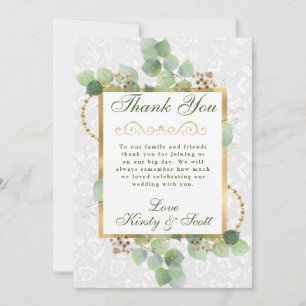 Watercolor Eucalyptus and Greenery Wedding Thank You Card