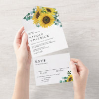 Watercolor Eucalyptus and Sunflowers Wedding