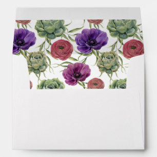 Watercolor   Eucalyptus & Anemone -  Wedding Envelope
