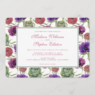 Watercolor   Eucalyptus & Anemone - Wedding Invitation