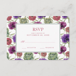 Watercolor   Eucalyptus & Anemone - Wedding RSVP Card