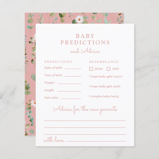 Watercolor Eucalyptus Baby Predictions & Advice  (Front/Back)