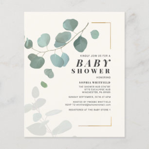 Watercolor Eucalyptus Baby Shower Invitation