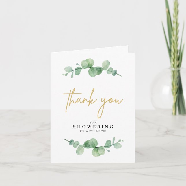 Watercolor Eucalyptus Baby Shower  Thank You Card (Front)