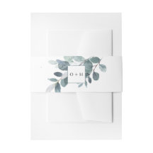 Watercolor Eucalyptus Bloom Invitation Belly Band