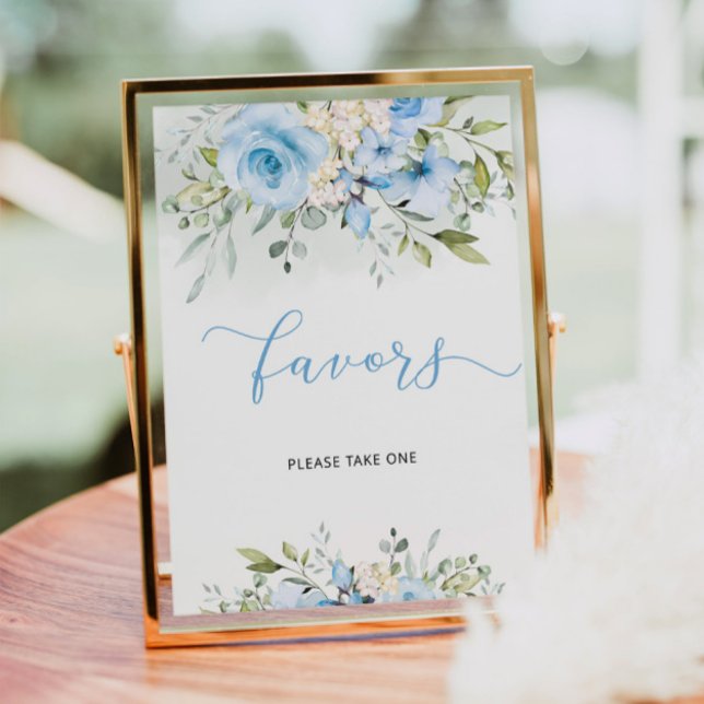 Watercolor eucalyptus blue floral Favours Poster (Creator Uploaded)