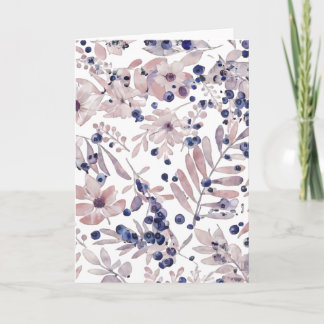 Watercolor Eucalyptus Blueberry Botanical Art Love Card