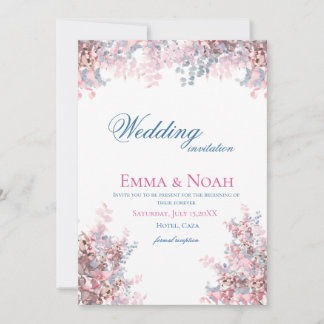 Watercolor Eucalyptus Blush Pink Lavender Wedding  Invitation