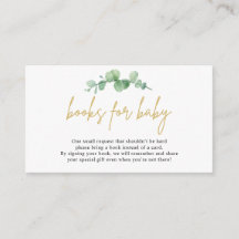 Watercolor Eucalyptus Books For Baby Insert Card