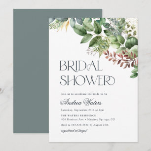 Watercolor Eucalyptus Botanical Bridal Shower Invitation