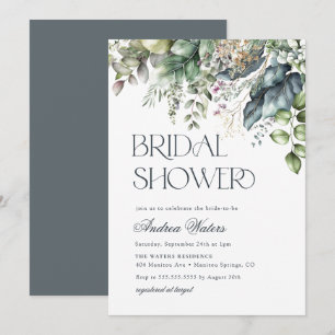 Watercolor Eucalyptus Botanical Bridal Shower Invitation