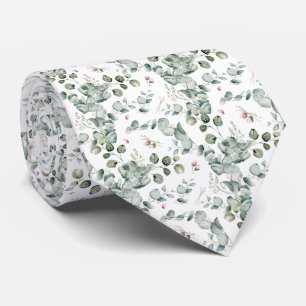 Watercolor Eucalyptus Botanical Seamless Pattern Tie