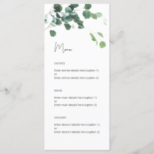 Watercolor Eucalyptus Botanical Wedding Menu