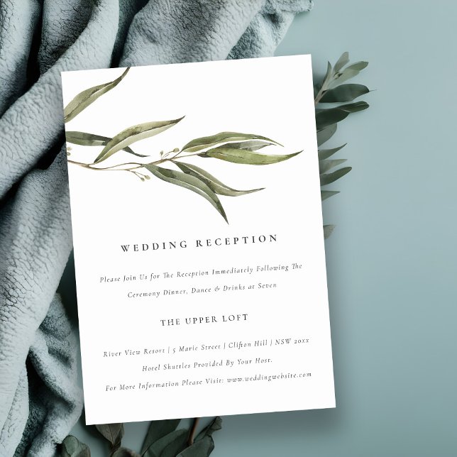 Watercolor Eucalyptus Botanical Wedding Reception Enclosure Card (Creator Uploaded)