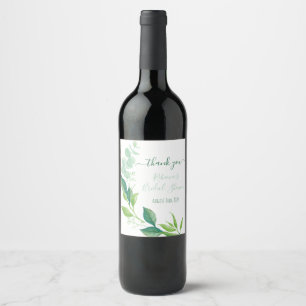 Watercolor Eucalyptus Bridal Shower Favours Wine Label