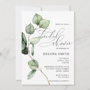 Watercolor Eucalyptus Bridal Shower Invitation