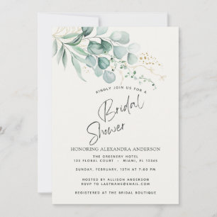 Watercolor Eucalyptus Bridal Shower Invitation