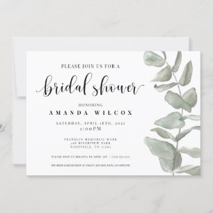 Watercolor Eucalyptus Bridal Shower Invitation