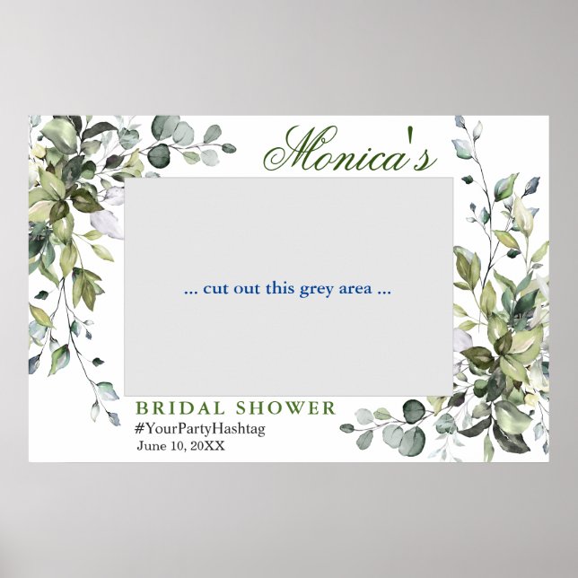 Watercolor Eucalyptus Bridal Shower Photo Prop Poster (Front)
