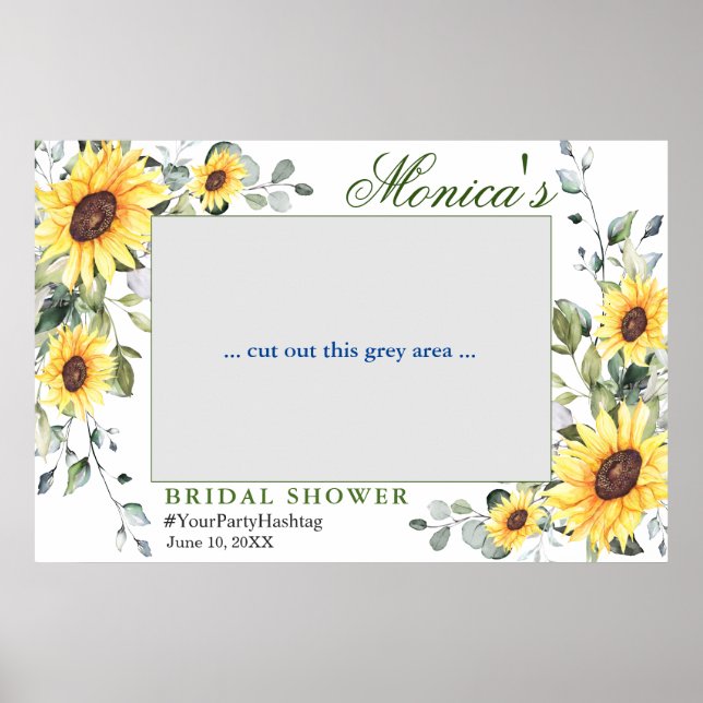 Watercolor Eucalyptus Bridal Shower Photo Prop Poster (Front)