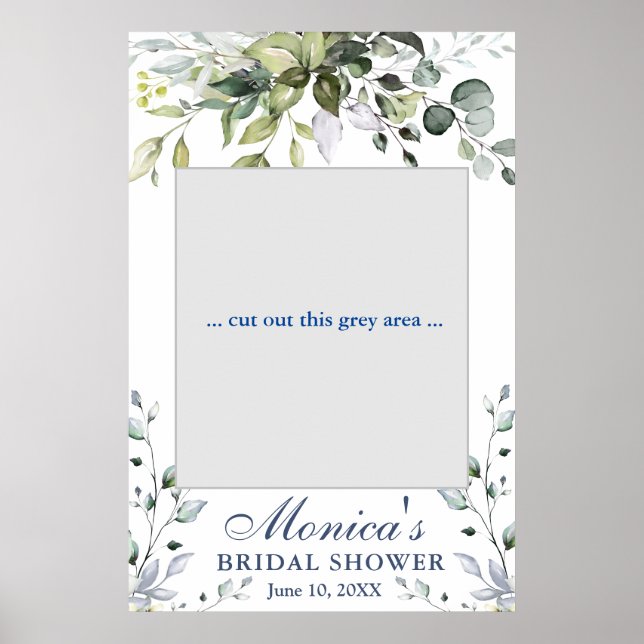 Watercolor Eucalyptus Bridal Shower Photo Prop Poster (Front)